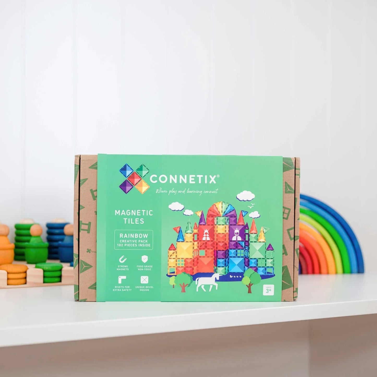 102 vnt. Connetix magnetinis konstruktorius - Rainbow Creative Pack