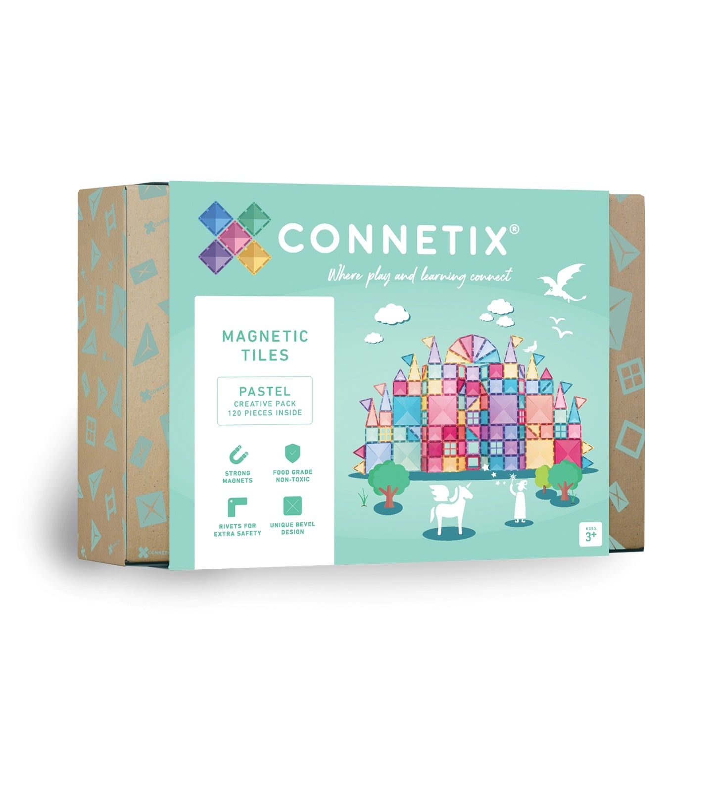 120 vnt. Connetix magnetinis konstruktorius - Pastel Creative pack