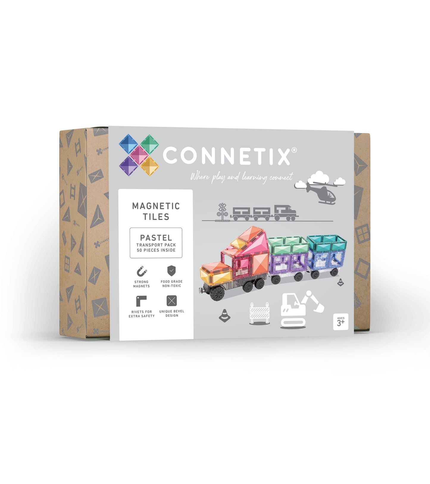 50 vnt. Connetix magnetinis konstruktorius - Pastel Transport pack