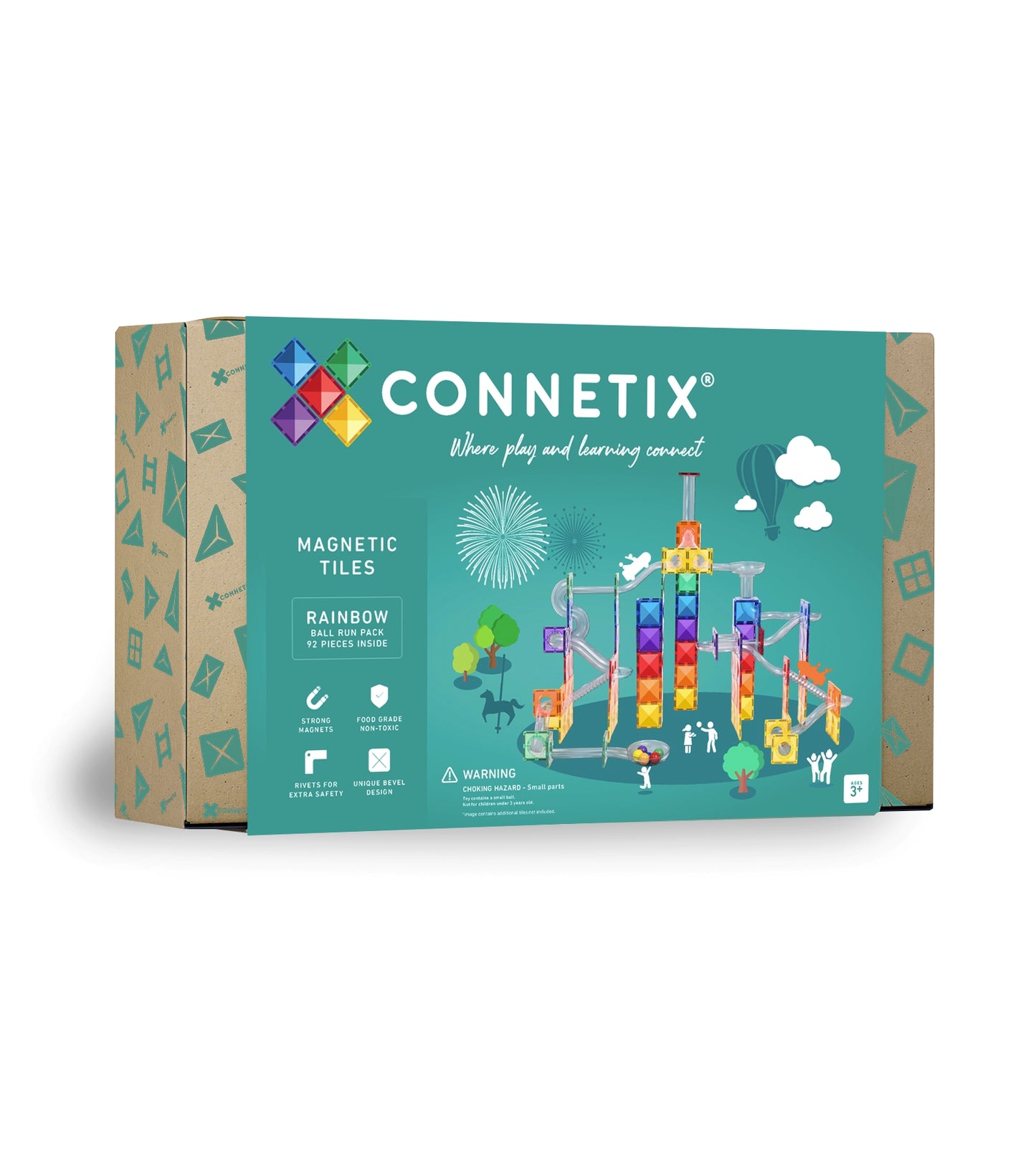 92 vnt. Connetix magnetinis konstruktorius - Rainbow Ball Run Pack