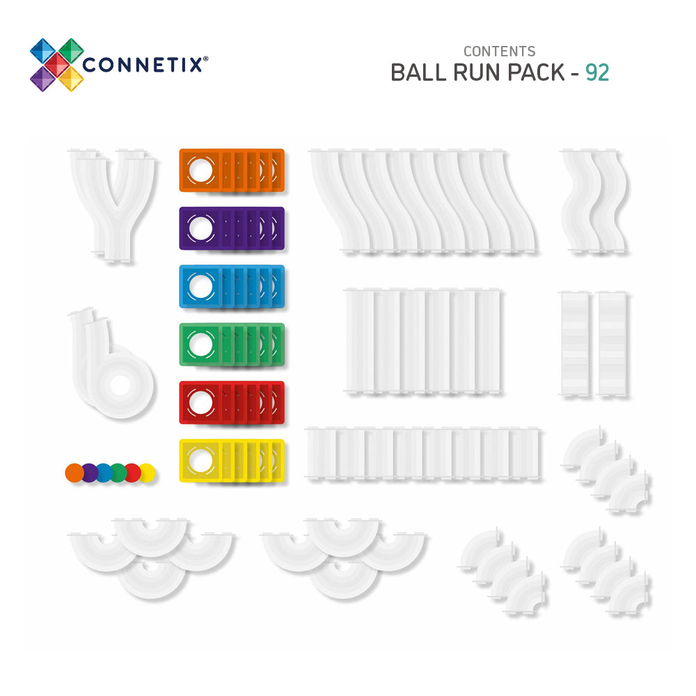 92 vnt. Connetix magnetinis konstruktorius - Rainbow Ball Run Pack