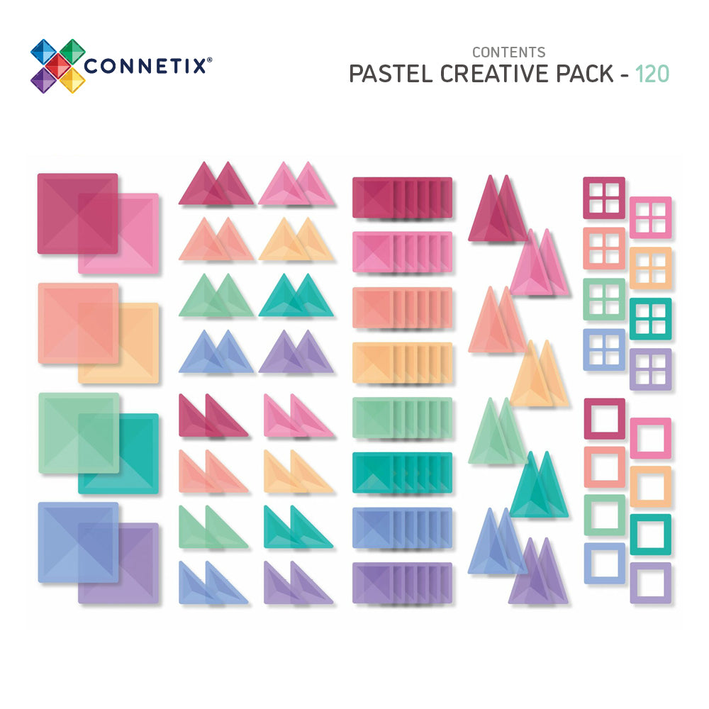 120 vnt. Connetix magnetinis konstruktorius - Pastel Creative pack