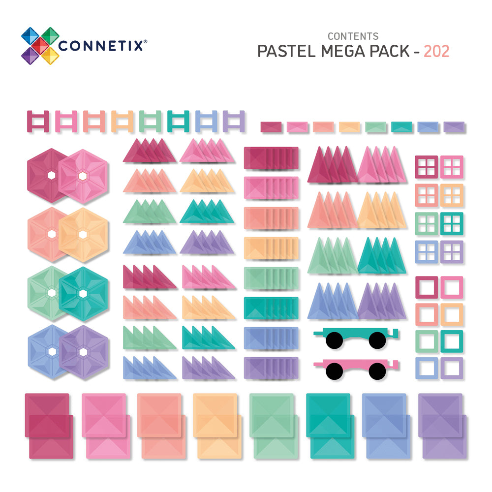202 vnt. Connetix magnetinis konstruktorius - Pastel Mega Pack